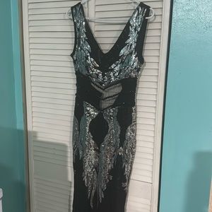 Shimmering dress mesh middle section miss ord dress